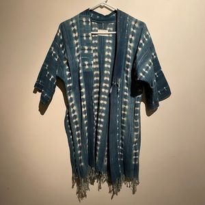 Mira Blackman Indigo African mudcloth kimono cardi
